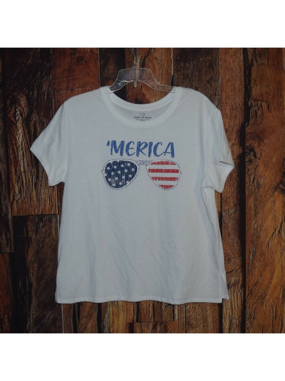 STATE OF MINE Women's Sz XL  'MERICA T-SHIRT